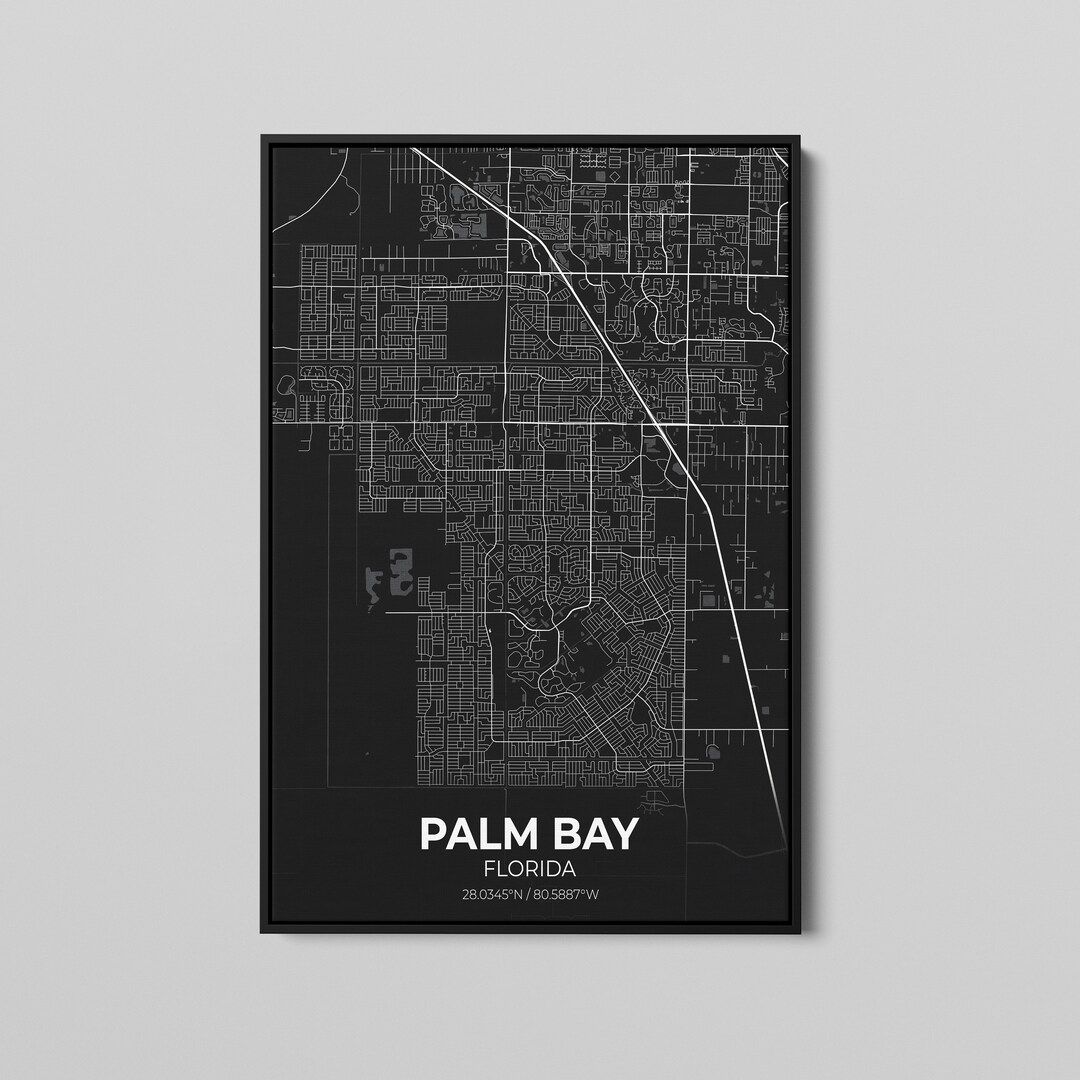 Palm Bay Florida City Map Poster Art, Map of Palm Bay, Poster City Map
