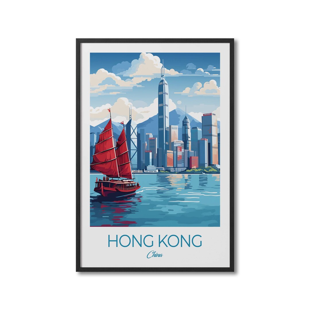 Hong Kong China Travel Print Wall Art Hong Kong Wall Hanging Etsy
