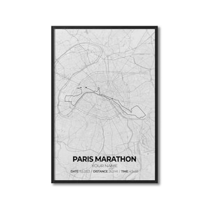 Niestandardowy Maraton Paryski, Spersonalizowana Mapa Trasy Maratonu, Trasa Strava, Śledzony Bieg, Prezent dla Biegaczy, Plakat Mapy Biegania