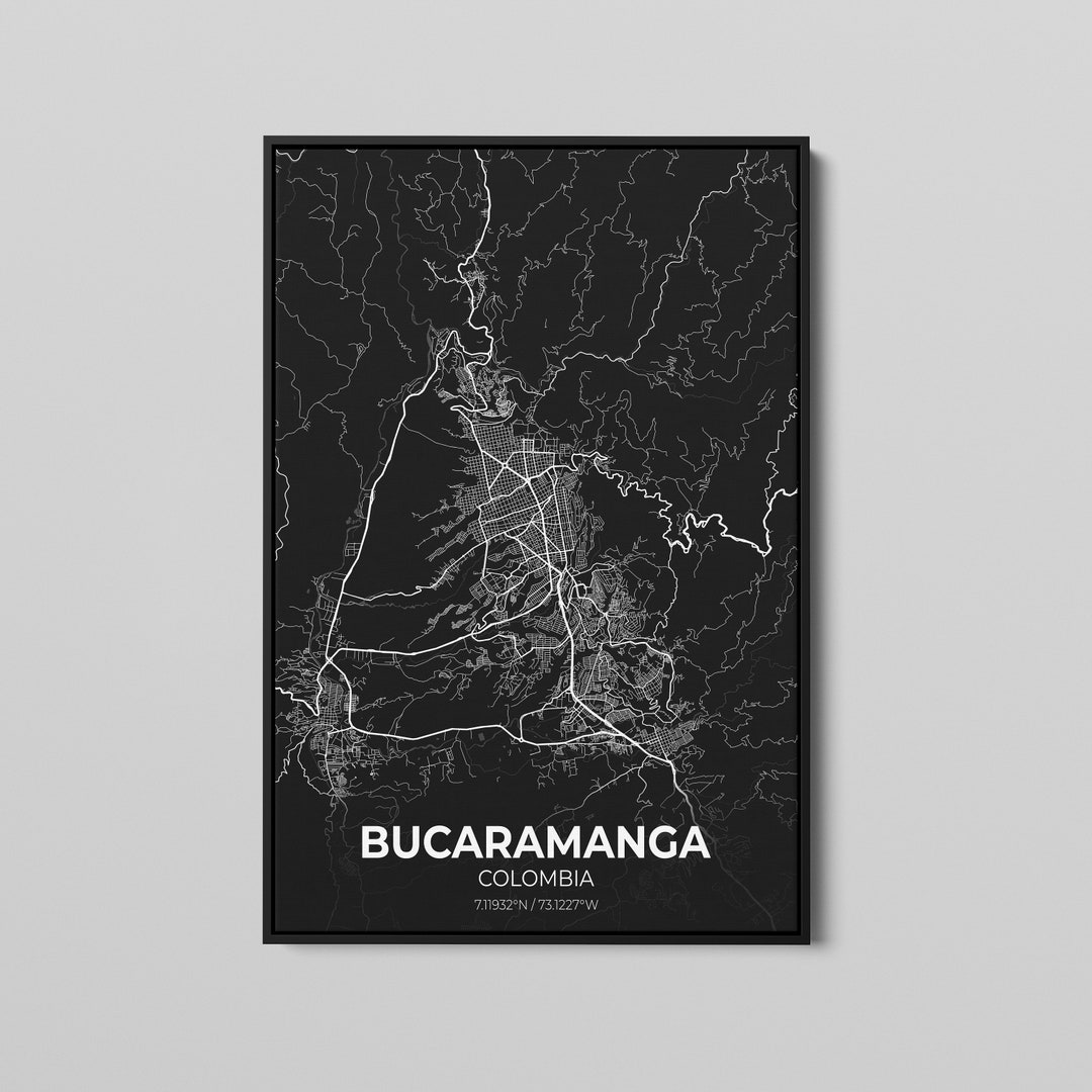 Bucaramanga Colombia City Map Poster Art, Map of Bucaramanga, Poster ...