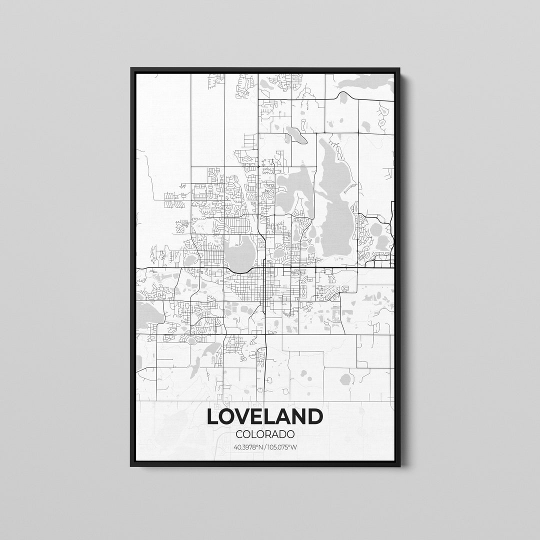 Loveland Colorado City Map Poster Art, Map of Longmont, Poster City Map