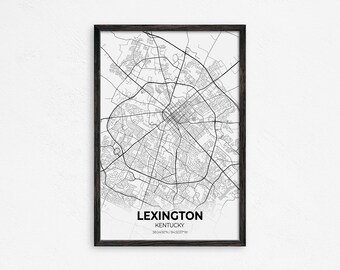 LEXINGTON Kentucky Map square wall art Lexington KY stretched canvas ready to hang art print office wall art chalkboard city map