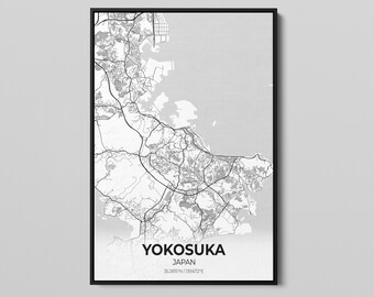 Yokosuka Japan City Map Canvas Art Map Of Yokosuka Canvas Etsy