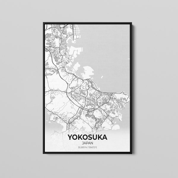 Yokosuka Japan City Map Poster Art, Map of Yokosuka, Poster City Map Art, City Map Poster Gift, Ready to Hang Poster Art, City Map Print