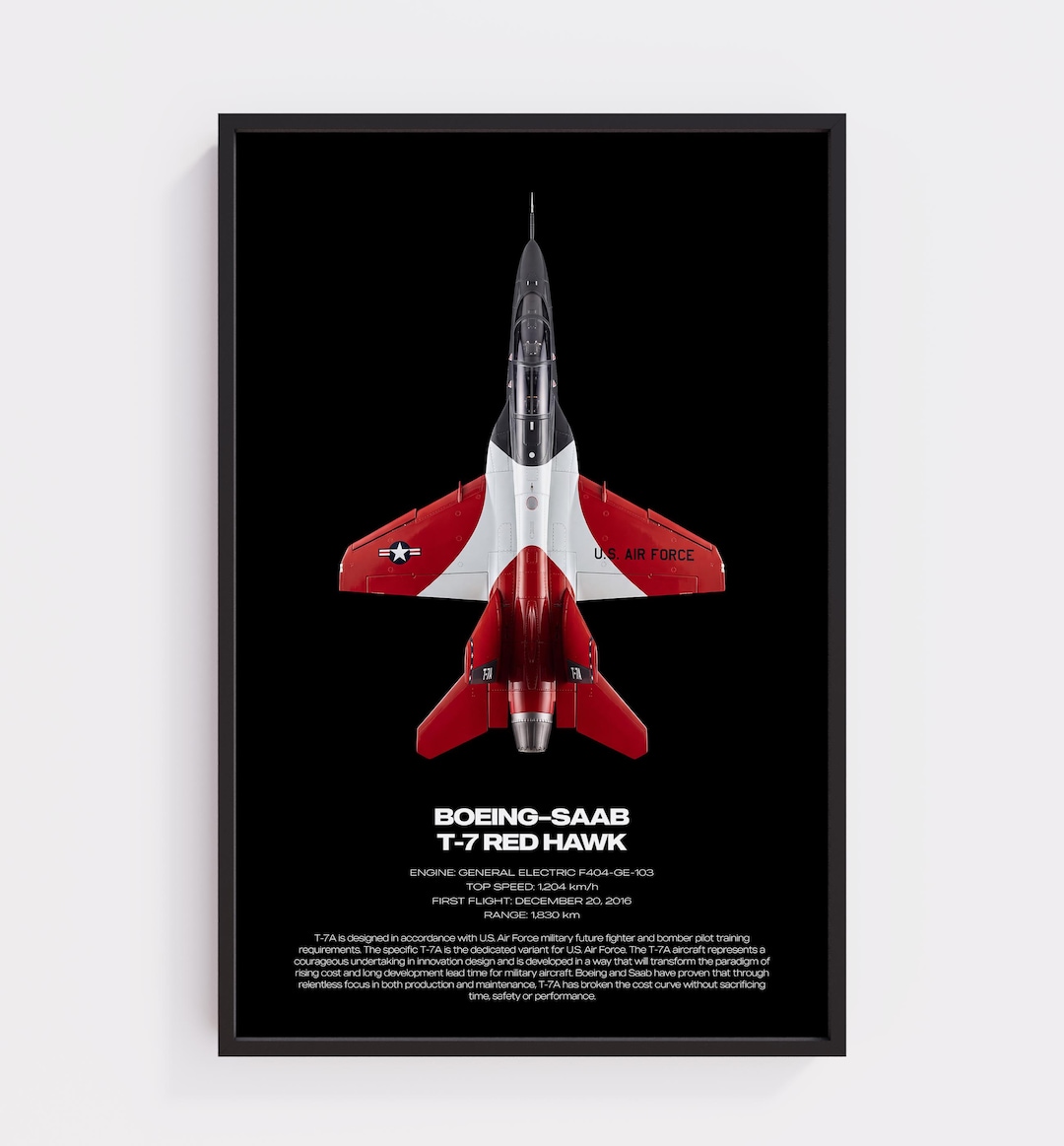 Boeing–saab T-7 Red Hawk Jet Print, Aviation Wall Art, Aircraft Poster ...