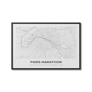 Niestandardowy Maraton Paryski, Spersonalizowana Mapa Trasy Maratonu, Trasa Strava, Śledzony Bieg, Prezent dla Biegaczy, Plakat Mapy Biegania