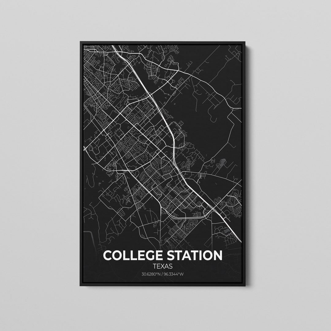 College Station Texas City Map Poster Art, Map of College Station ...
