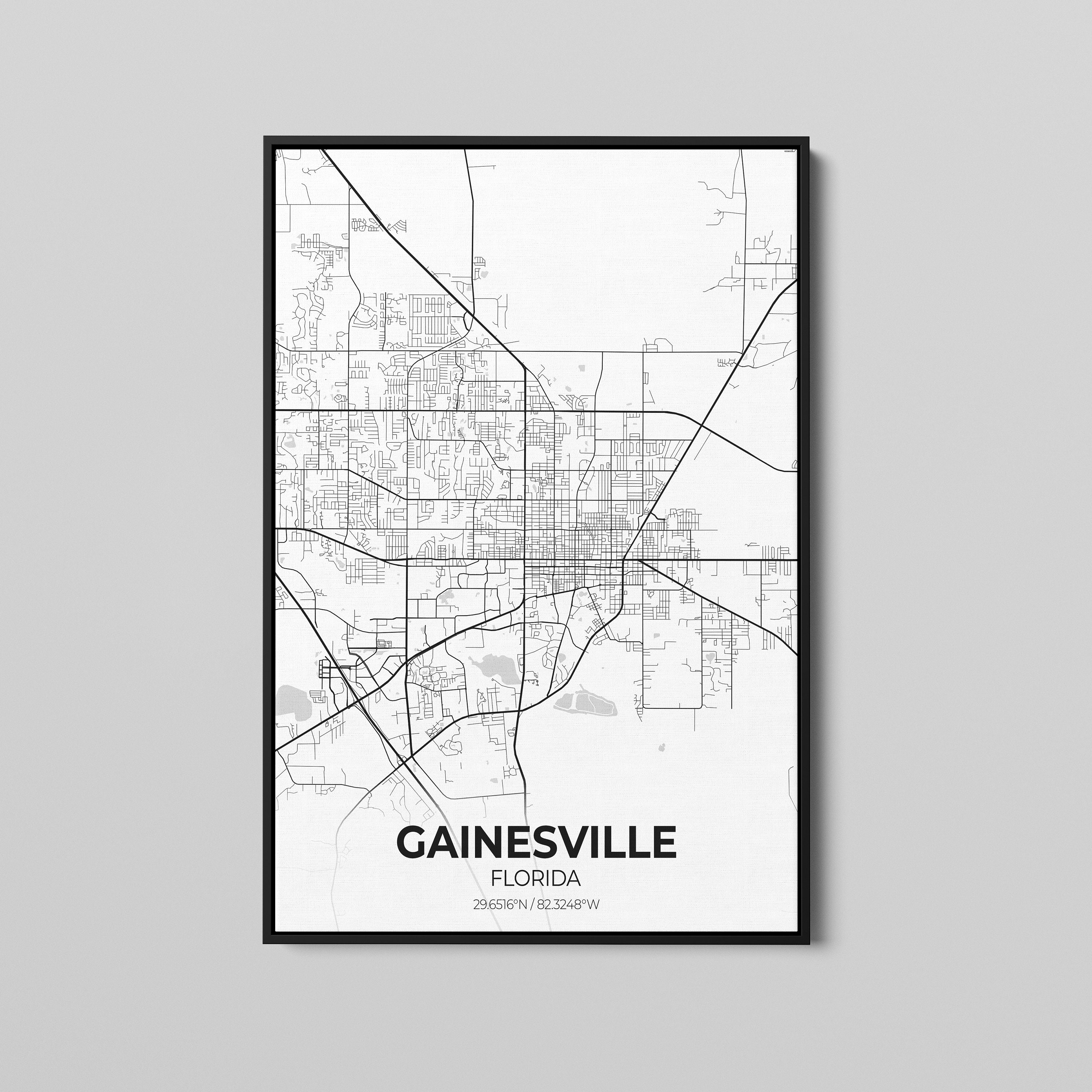 Gainesville Florida City Map Canvas Art Map of Gainesville Etsy