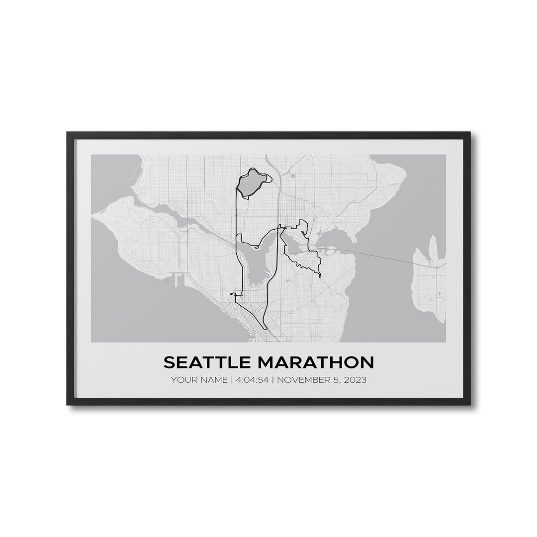 Custom Seattle Marathon Personalized Marathon Route Map Etsy