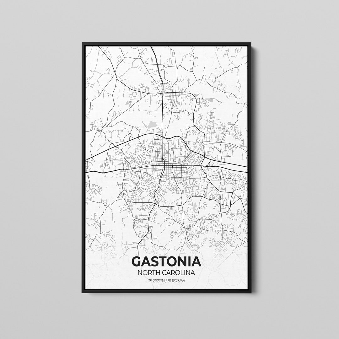 Gastonia North Carolina City Map Poster Art, Map of Gastonia, Poster