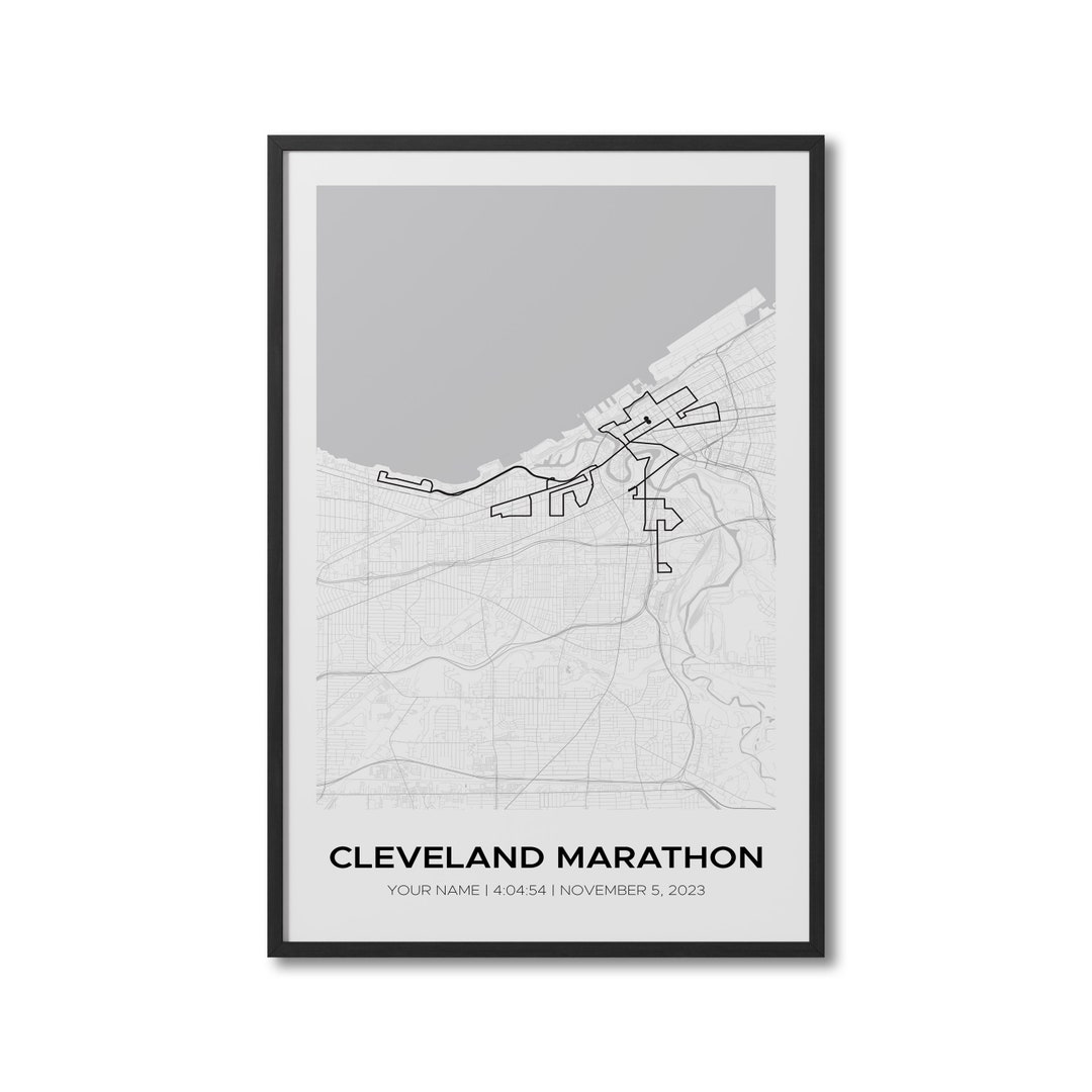 Custom Cleveland Marathon, Personalized Marathon Route Map, Strava