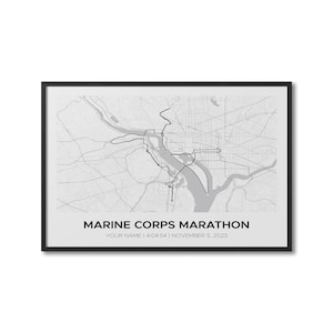 Custom Marine Corps Marathon, Personalized Marathon Route Map, Strava Route, Tracked Run, Gift for Runners, Running Map Poster