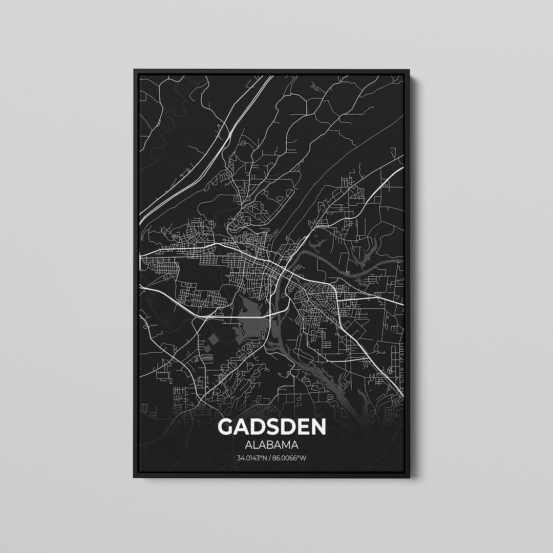 Gadsden Alabama City Map Poster Art Map of Gadsden Poster Etsy