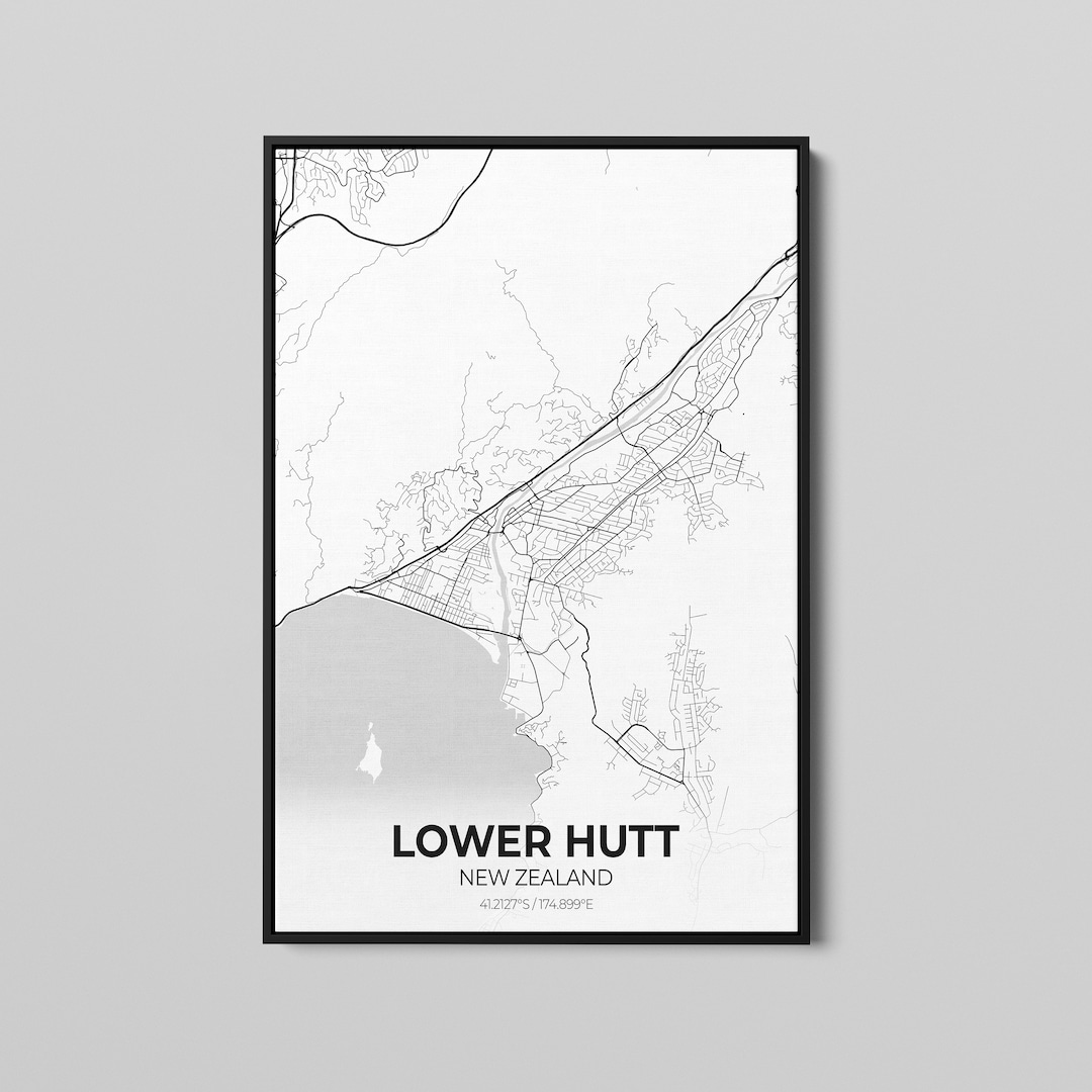 Lower Hutt New Zealand City Map Poster Art Map of Lower Hutt Etsy