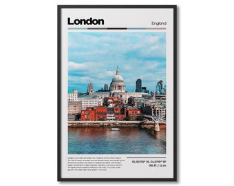 London England Digital Oil Paint Travel Print, London Travel Poster, London Poster, London Travel Print, London Wall Art