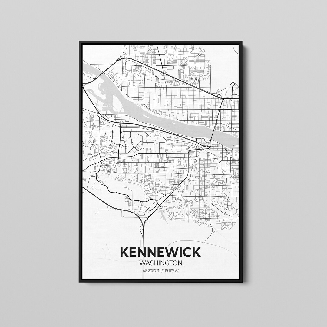 Kennewick Washington City Map Poster Art Map of Kennewick Etsy