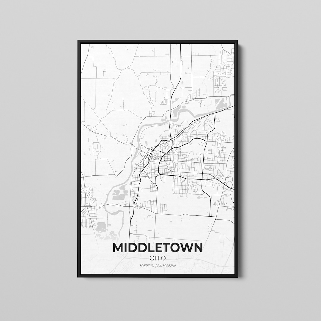 Middletown Ohio City Map Poster Art Map of Middletown Poster Etsy