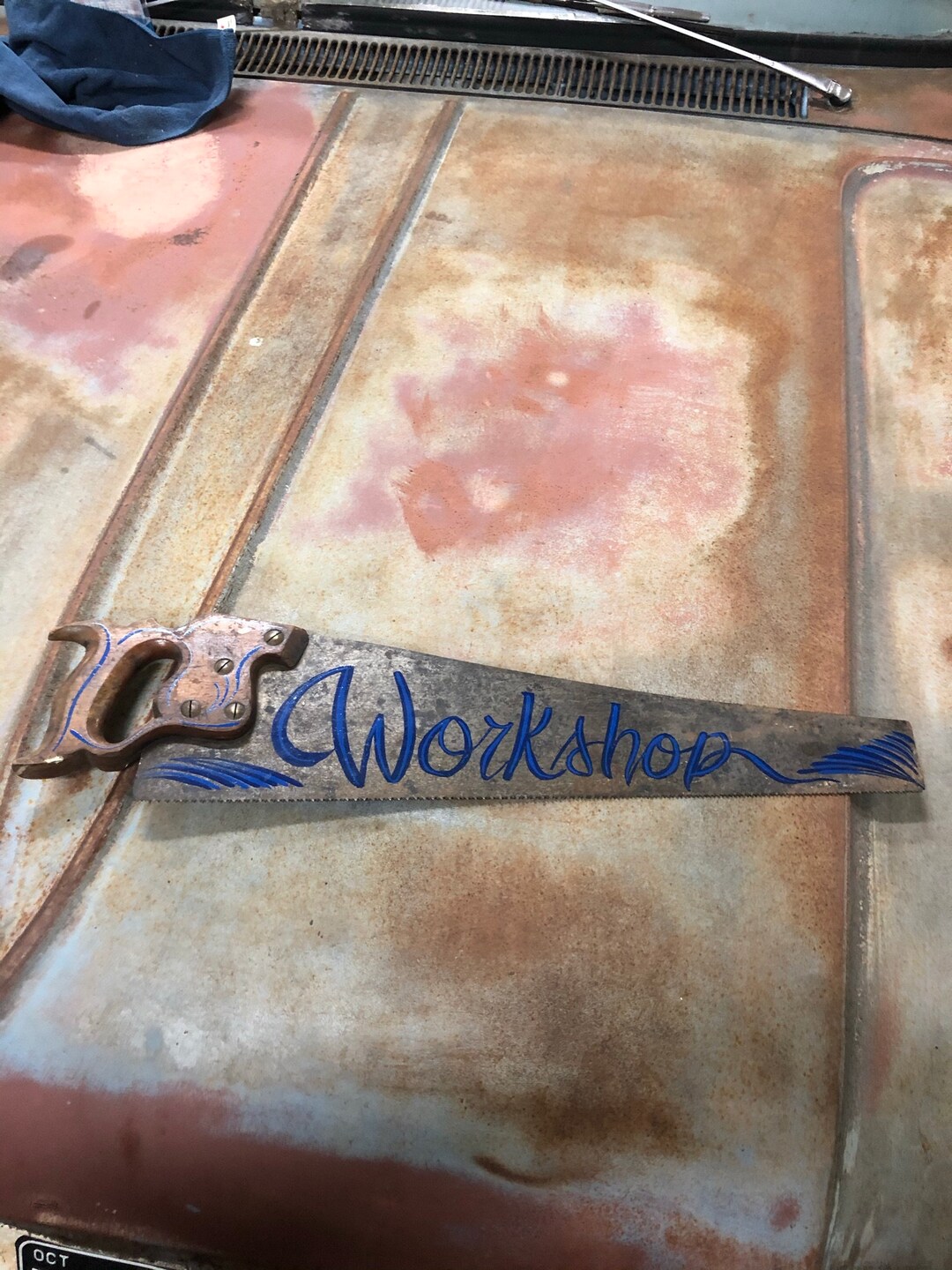 Hand Painted Hand Saw Pinstripes Garage Art Etsy