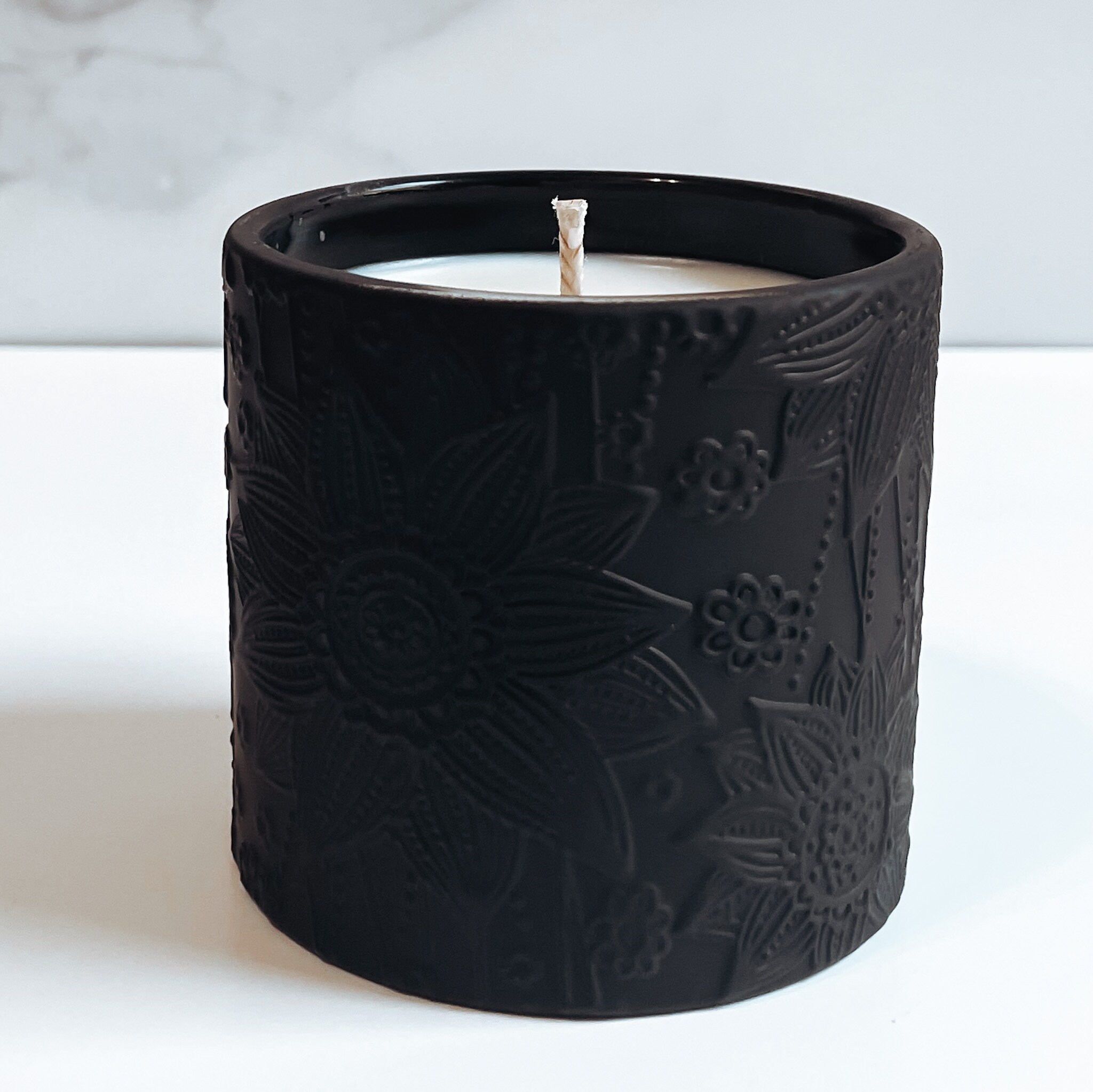 Matte black embossed candle Desert flower scented candle Etsy