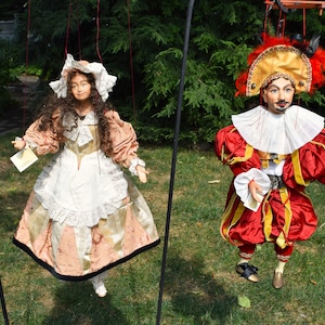 CAPTAIN SPOVENIA the Pirate Marionette- 255 of 800 and his mate Columbina Grande - #31 of 800