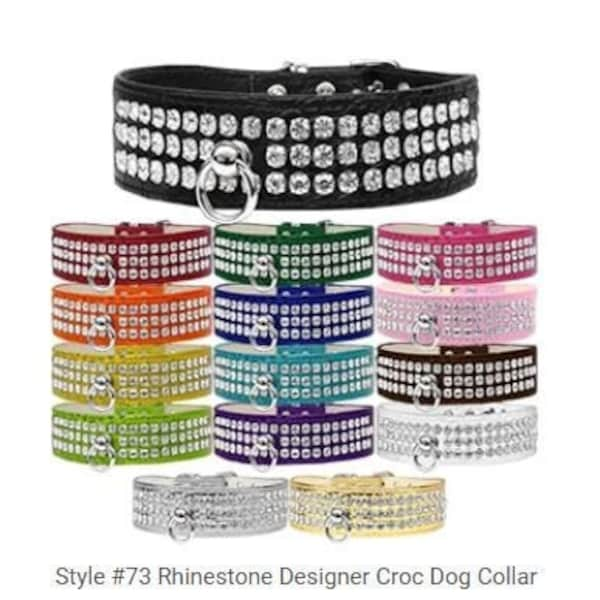 Rhinestone Designer Croc Dog Collar | Mirage Style - 73 Dog Collar, Handmade in USA