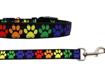 Rainbow Paws Nylon Dog Collars And Dog Leashes | Optional Pet Bowtie