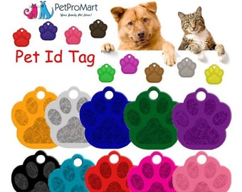 Large Paw Print Pet ID Tag and Charm in one with Custom Engraved Personalization for Dogs | Dog Tag | Pet Charm