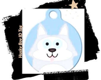 Husky Art Pet ID Tag | Anodized Aluminum, Personalized