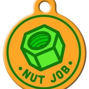 Nut Job Pet ID Tag | Designer Dog Tag or Cat Tag | With Optional Scratch Resistant Epoxy Coating - Silencer