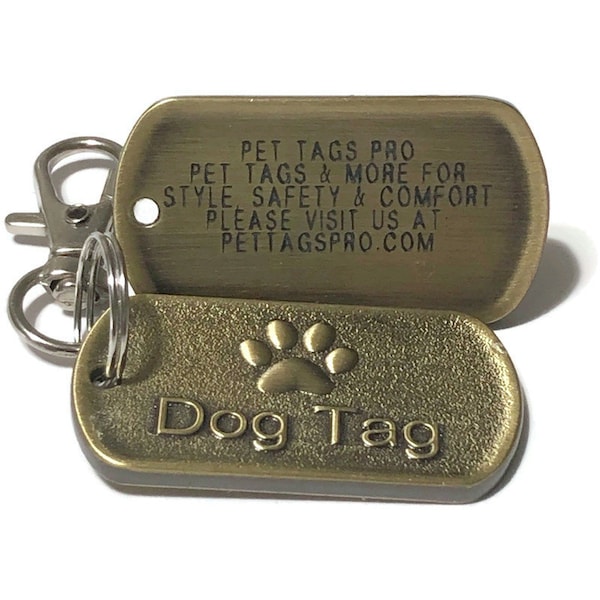 Médaillon pour petit chien gravé personnalisé avec empreinte de patte | Médaille d'identification personnalisée de l'armée GI militaire | Médaille pour chien ancienne