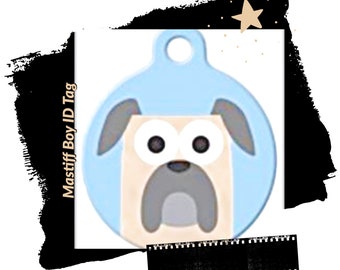 Mastiff Art Pet ID Tag | Funny Dog Design, Anodized Aluminum