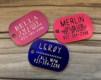 Set of 2 Engraved Military Dog Tags – Anodized Aluminum Pet ID