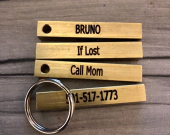 Custom Engraved Bar Pet ID Tags for Dogs or Cats | Bar Key Chain