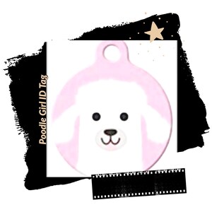 Poodle Doodle Pet ID Tag | Funny Art Tags | Blue for Boy ID Tag or Pink for Girl ID Tag