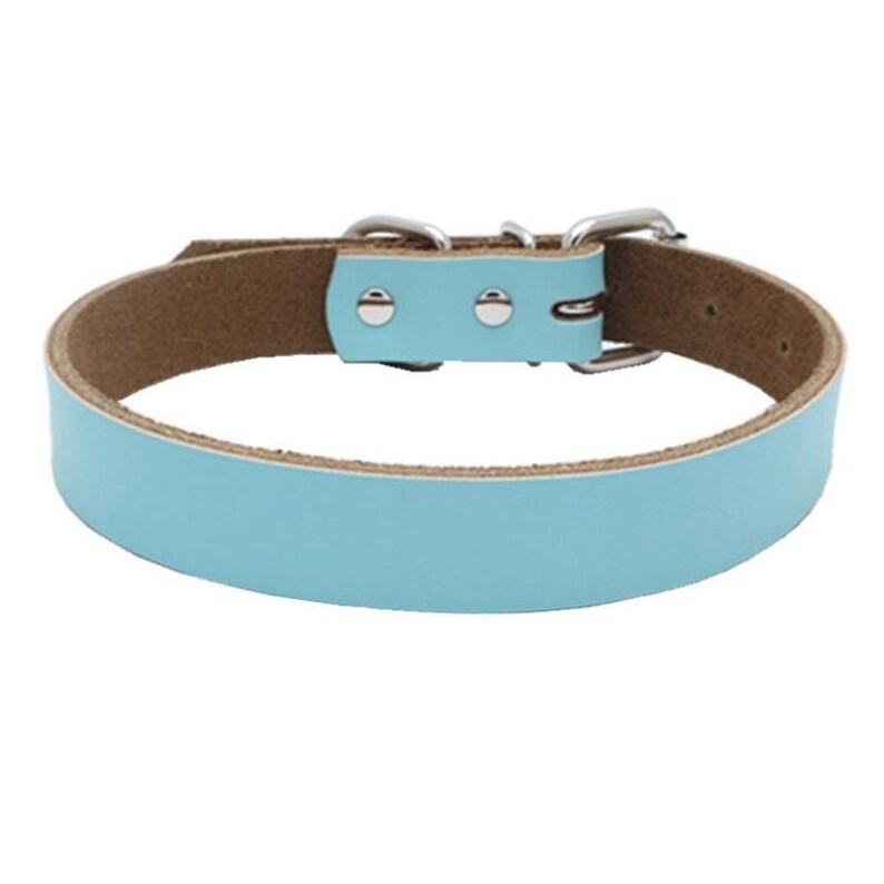 Small Personalized Leather Dog Collars With Matching Round Pet Etsy
