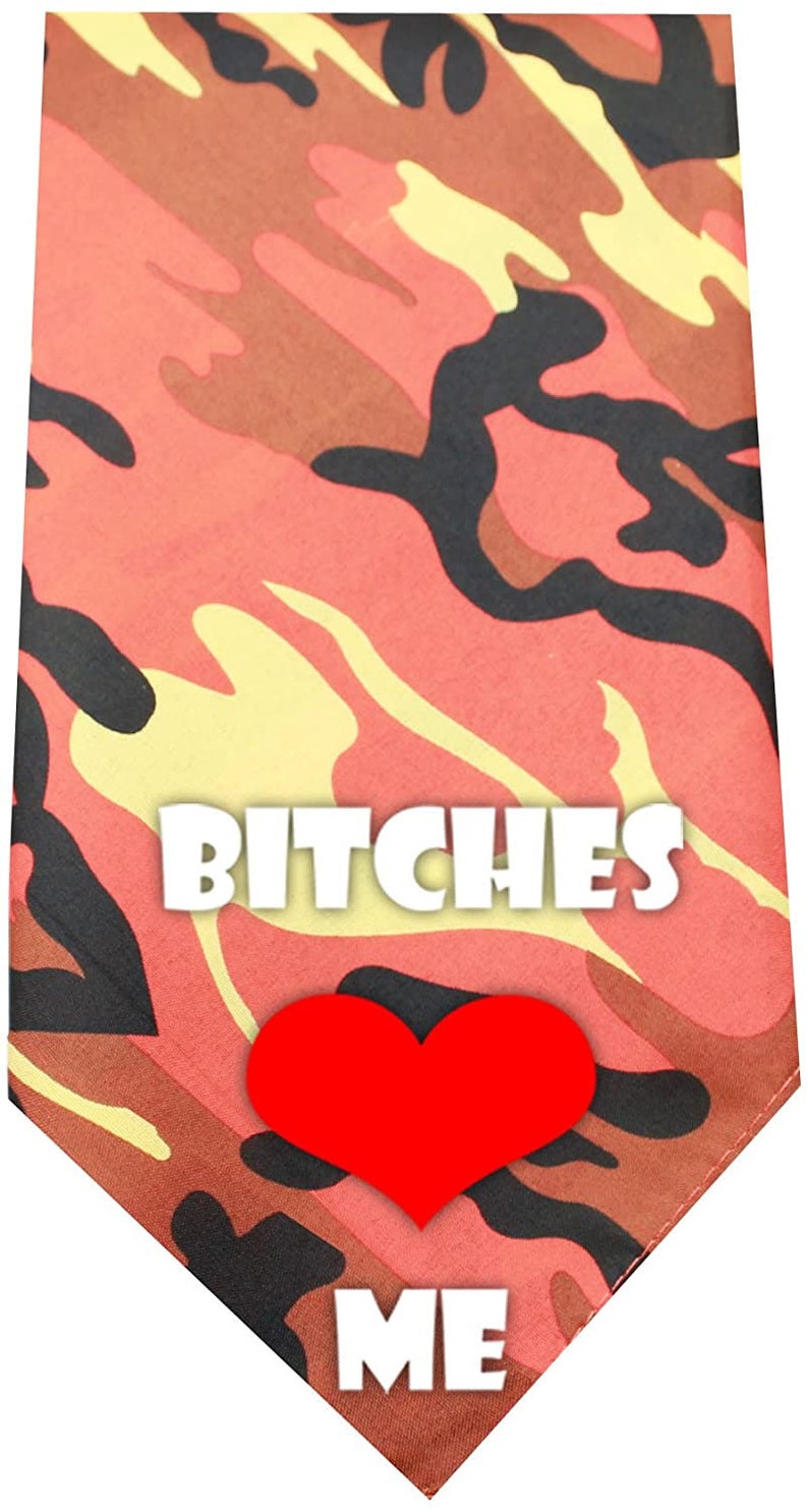 Parisian Pet 'Bitches Love Me' Bandana - Stylish, Comfortable, Trendy Red Bandana For Dogs & Cats, Fun Pet Fashion Accessory ML