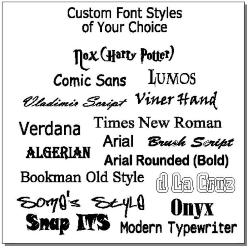 Font Styles available for PetProMart's Personalized Dog Collars.