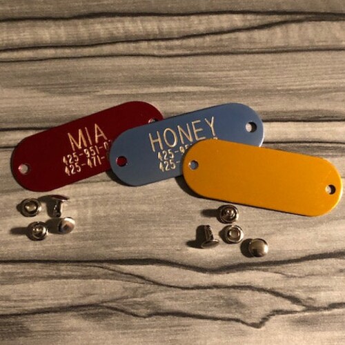 Personalized Brass Rivet Tags Collar Pet ID Tag Dog Tag Etsy