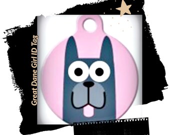 Funny Dane Art Pet ID Tag | Personalized Dog Tag