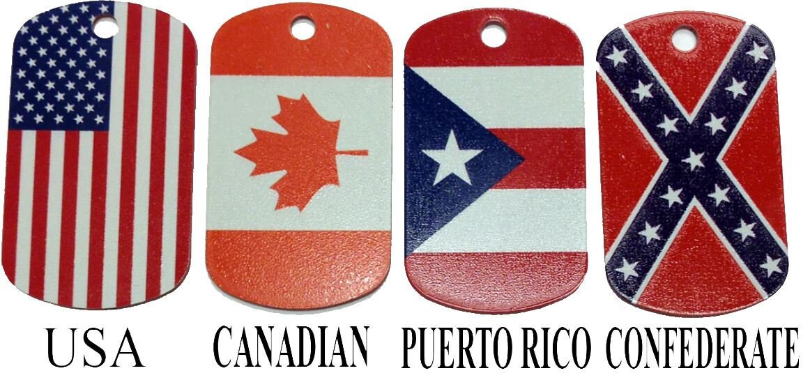 Custom Embossed Flag Tag Set CANADIAN FLAG w// Silencers Military Dog Tags