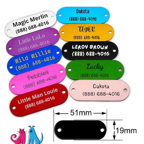 BRASS RIVET Pet TAG Id for Dog Collar Name Engraved Plate With Etsy