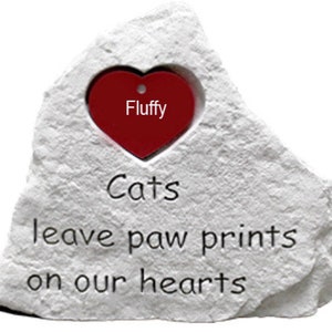Personalized Cat Tag Memorial Stone | Heart Shape ID Tag Included