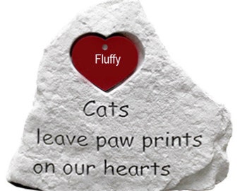 Personalized Cat Tag Memorial Stone | Heart Shape ID Tag Included