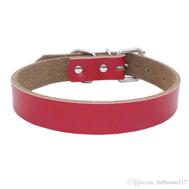 Small Personalized Leather Dog Collars With Matching Round Pet Etsy