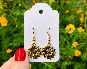 Silver or Gold Sunflower Earrings