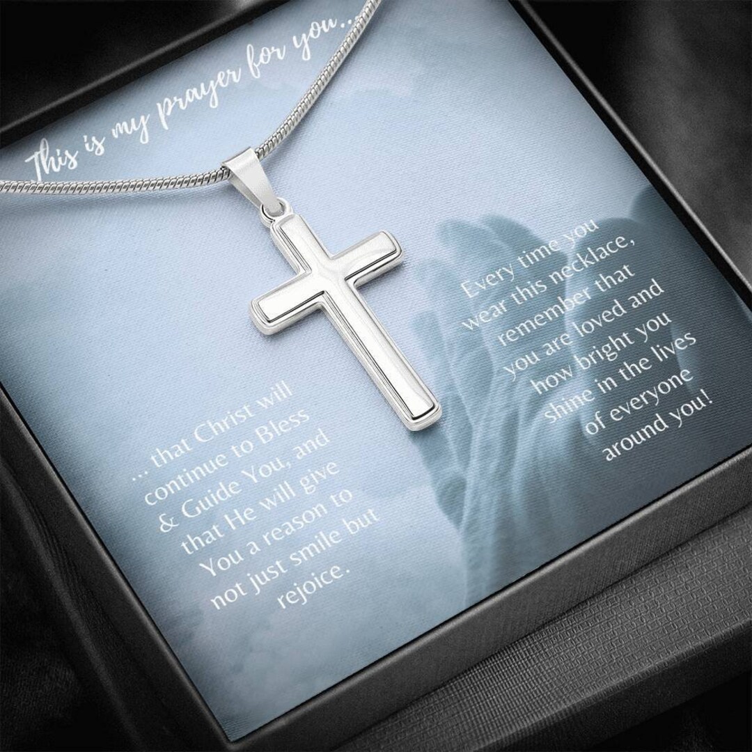 Collana Con Proiezione Della Preghiera Del Signore - Gioiello Religioso A Croce Con Cristallo Segreto, Regalo Di Fede Per Uomini E Donne