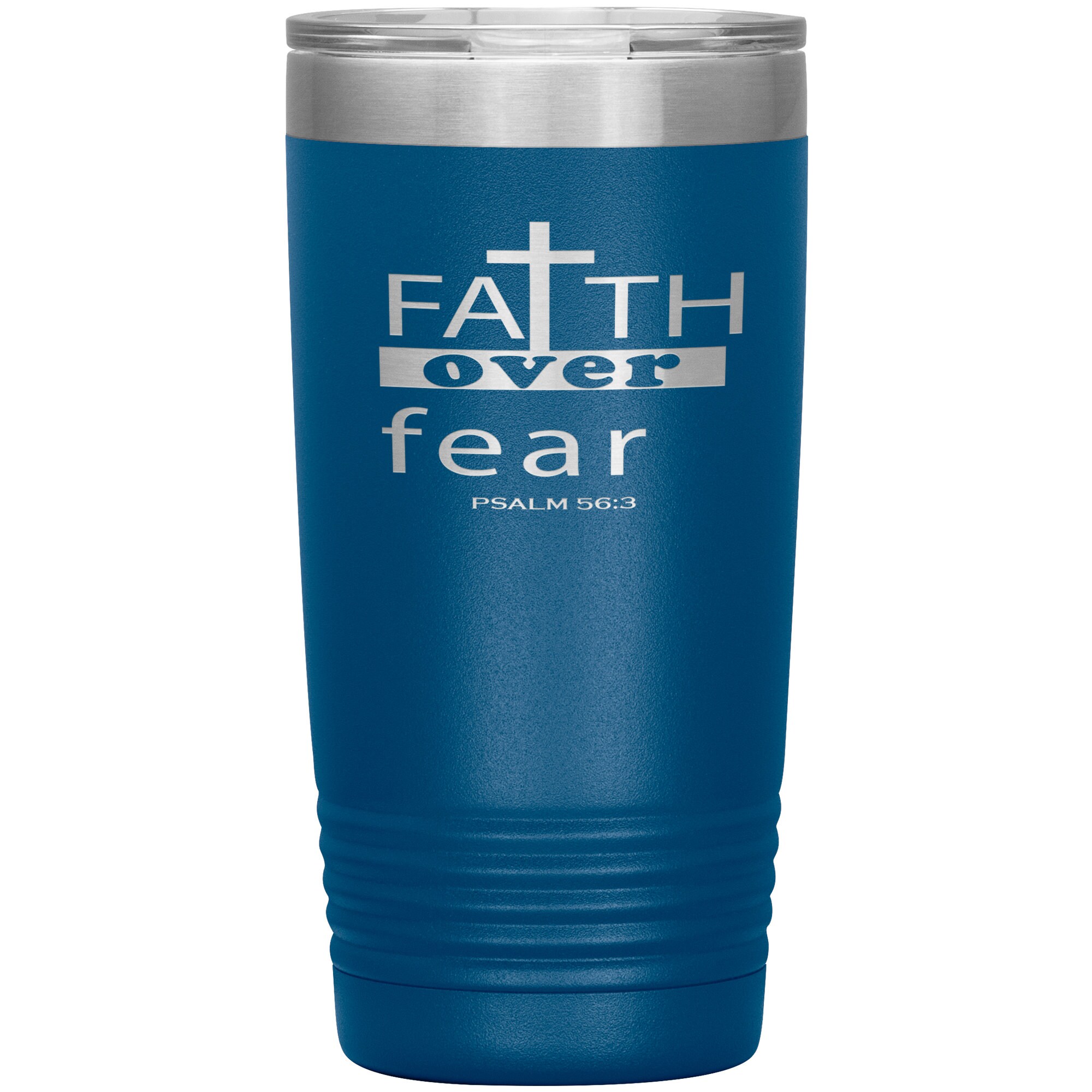 Faith Over Fear 20oz Vacuum Tumbler Christian Travel Mug Scripture ...