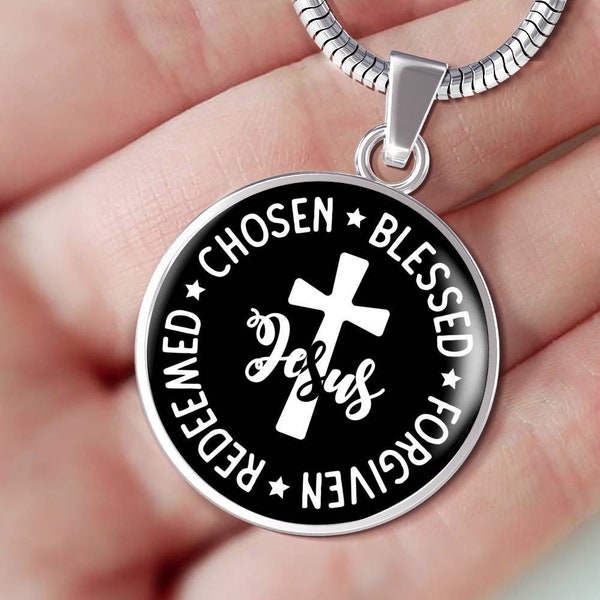 Christian Unisex Necklace - Jesus (Chosen, Blessed, Redeemed, Forgiven) Necklace - Gift for Christians