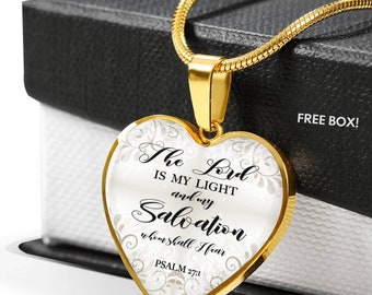 Christian Heart Necklace, Light & Salvation Heart Pendant Necklace, Personalize Heart Necklace, Quote Necklace, Christmas Gifts, Christian