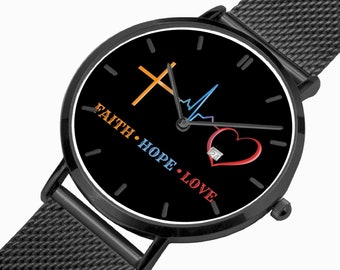 FaithHopeLove Stainless Steel Perpetual Calendar Quartz Watch - Christian Unisex Watch